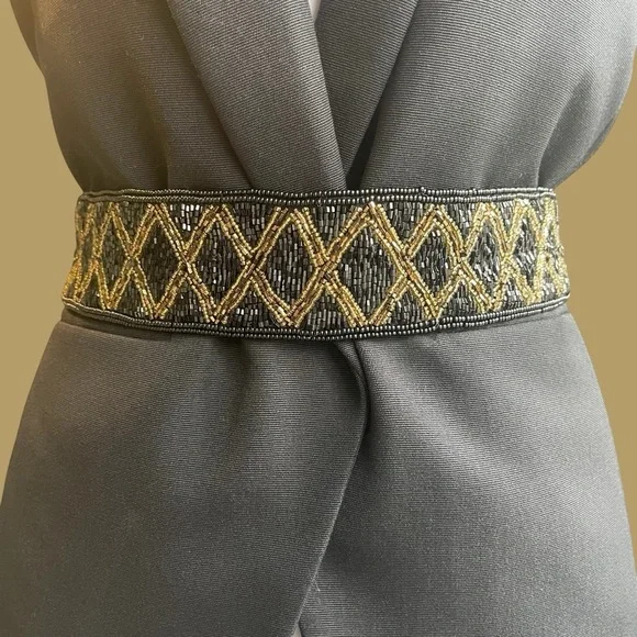 Vintage Beaded Belt by Talbots Vintage Talbots Womens M Beaded Self Fastener Belt Party  main image 4